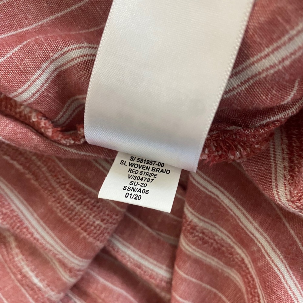 Old Navy Midi Dress Womens Medium Red Stripe Linen Blend Braided Halter Boho - Picture 8 of 12
